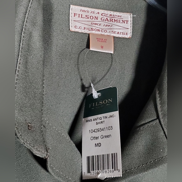 CC FILSON ANTIQUE TIN JAC-SHIRT OTTER ARMY GREEN MADE IN USA OUTDOORS - Picture 4 of 7